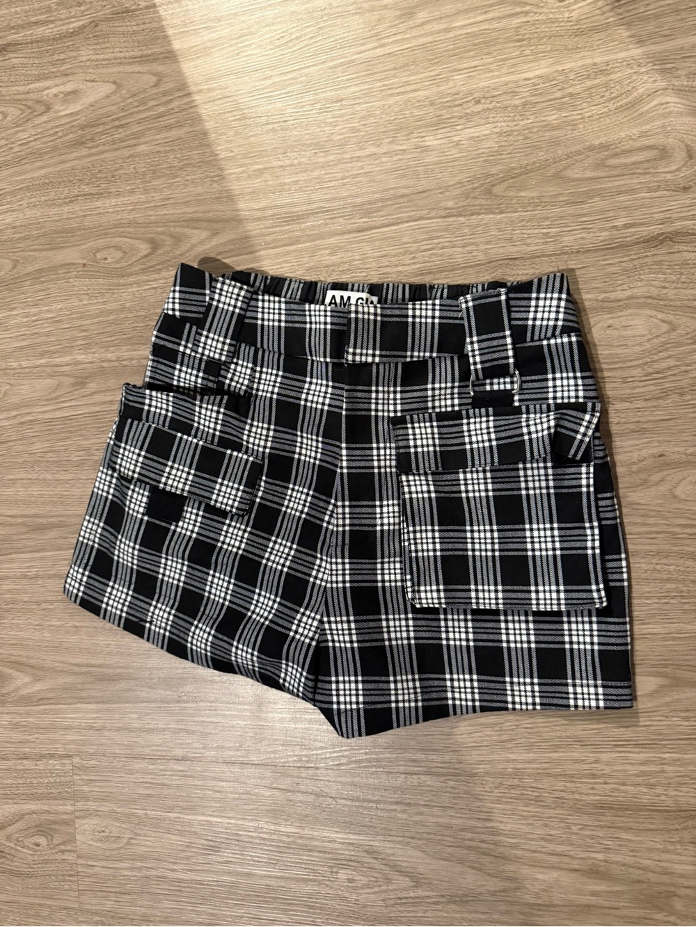 I.AM.GIA Black & White Plaid Women’s Cargo Shorts